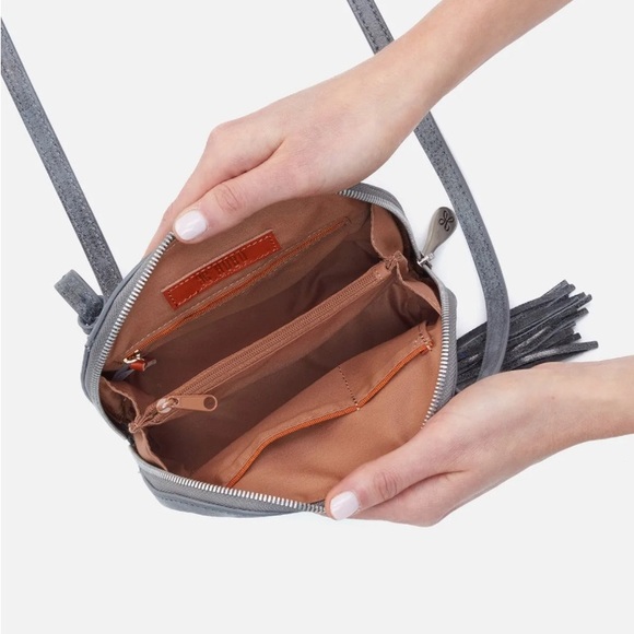 HOBO Handbag Nash Crossbody in Grey / Blue Buffed Hide Leather AUTHENTIC NWT - Picture 11 of 11